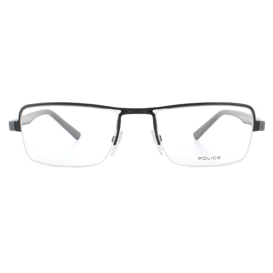 Police Half Rimless Shiny Black Mens Glasses Frames - Image 1