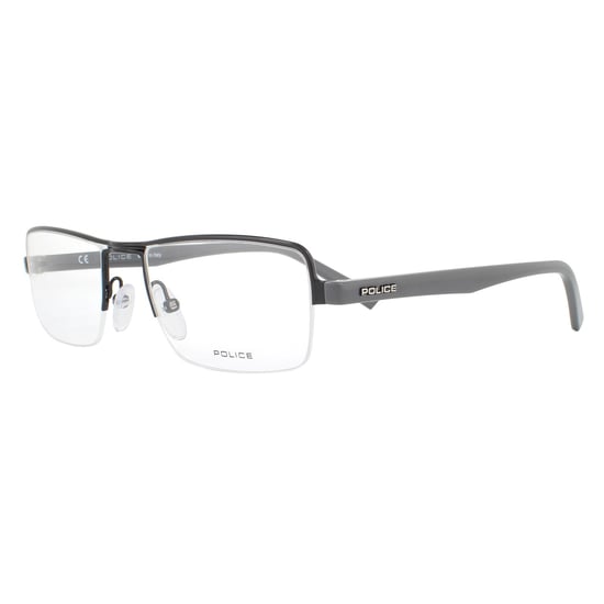Police Half Rimless Shiny Black Mens Glasses Frames - Image 2