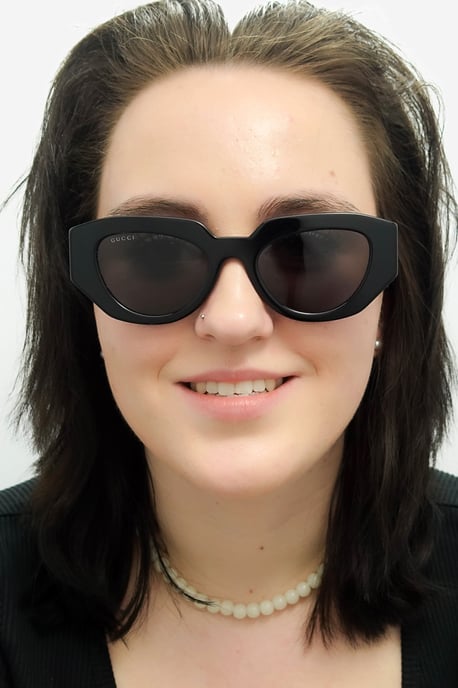 Gucci Cat Eye Womens Shiny Black Grey GG1421S - Image 5