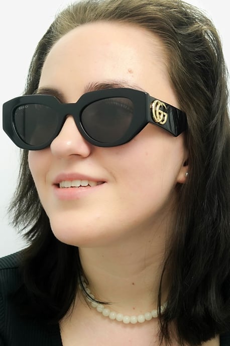 Gucci Cat Eye Womens Shiny Black Grey GG1421S - Image 6
