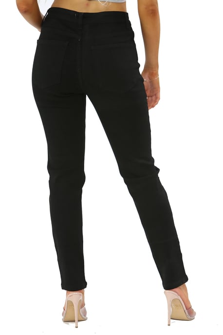 Womens Skinny Fit Stretch High Waist Denim Jeans Black - Image 3