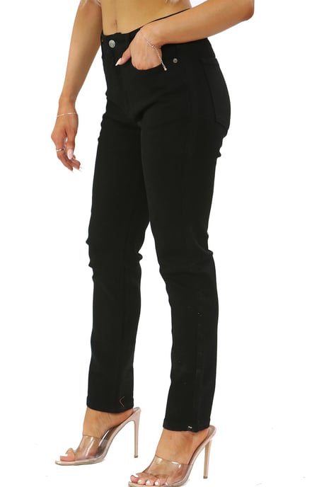 Womens Skinny Fit Stretch High Waist Denim Jeans Black - Image 4