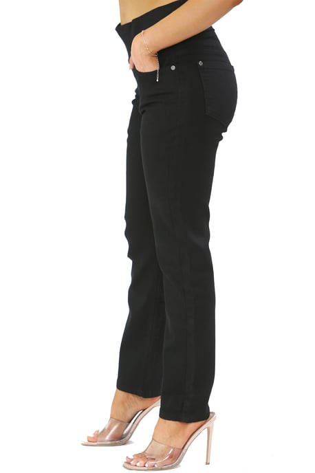 Womens Elasticated Waist Tummy Control Jeans in Black - Image 3