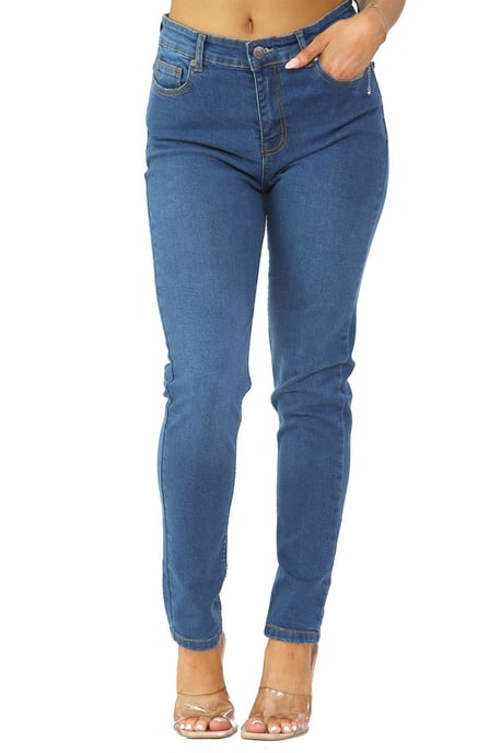 Womens Skinny Fit Stretch High Waist Denim Jeans Blue - Image 2
