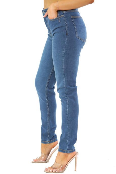 Womens Skinny Fit Stretch High Waist Denim Jeans Blue - Image 4