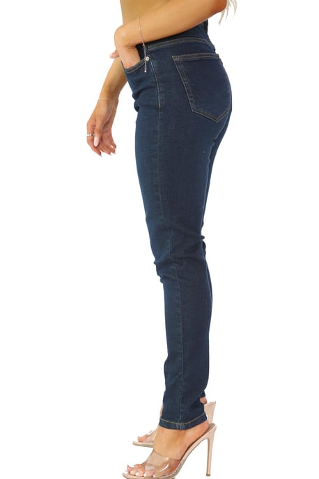 Womens Skinny Fit Stretch High Waist Denim Jeans Dark Blue - Image 4