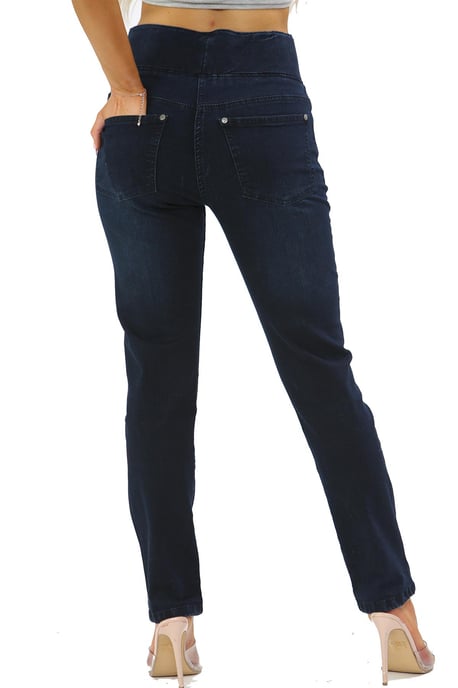 Womens Elasticated Waist Tummy Control Jeans in Dark Blue - Image 2