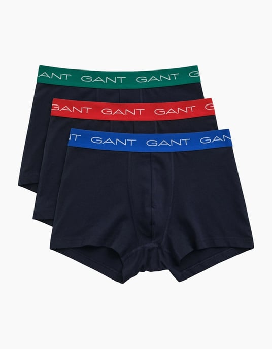 Gant Mens Trunks 3 Pack Mixed Gant Repeat Logo Stretch Underwear Cotton Trunks - Image 1