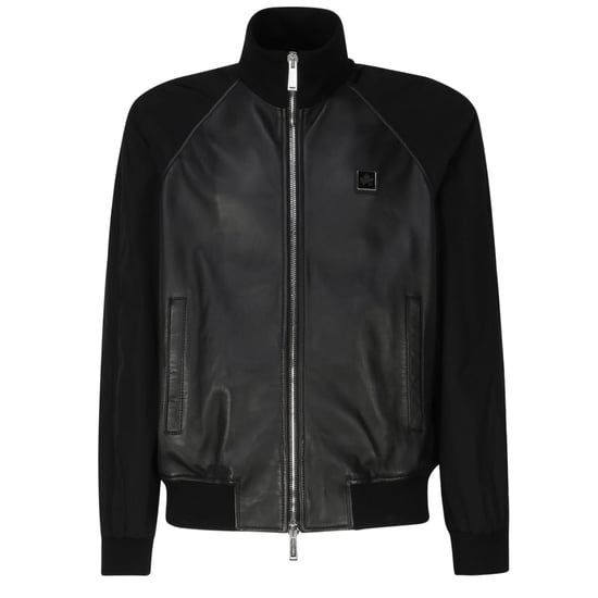 Dsquared2 Contrast Arms Black Leather Jacket - Image 1