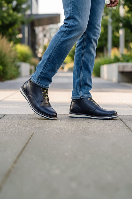Pikolinos Men's Blue Leather Lace-Up Ankle Smart Boots - Berna - Image 2