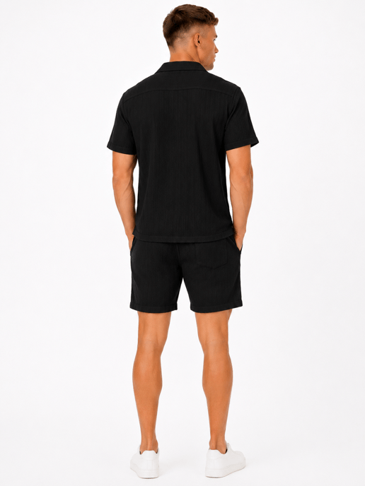 Soulstar Mens 2 Piece Outfit Set Polo Button Down Shirt Shorts - Image 2