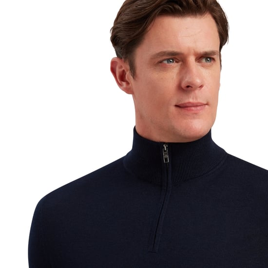 Herrens Ted Baker Limehas Merinoull Core Halvdraget Sweatshirt i Marinblå - Image 5
