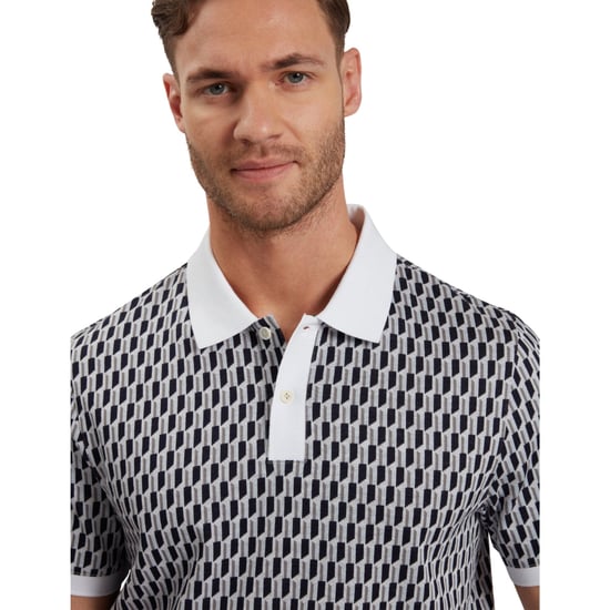 Herr Ted Baker Geo Regular Fit Poloshirt i Mörkblå - Image 4