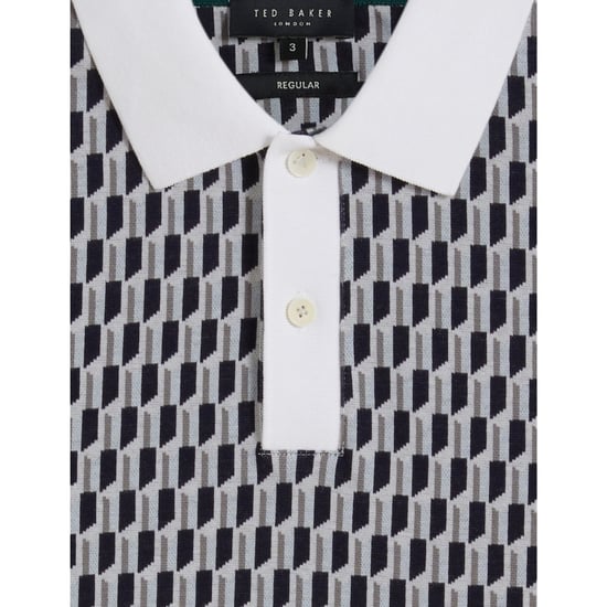 Herr Ted Baker Geo Regular Fit Poloshirt i Mörkblå - Image 6