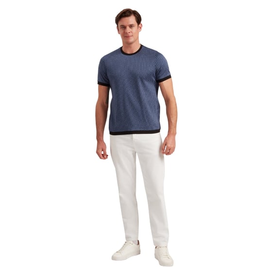 Men's Ted Baker Regular Fit Geographic Print Crew Neck T-Shirt in Dk-Blue - Image 3