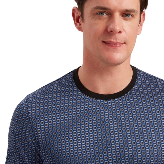 Men's Ted Baker Regular Fit Geographic Print Crew Neck T-Shirt in Dk-Blue - Image 5