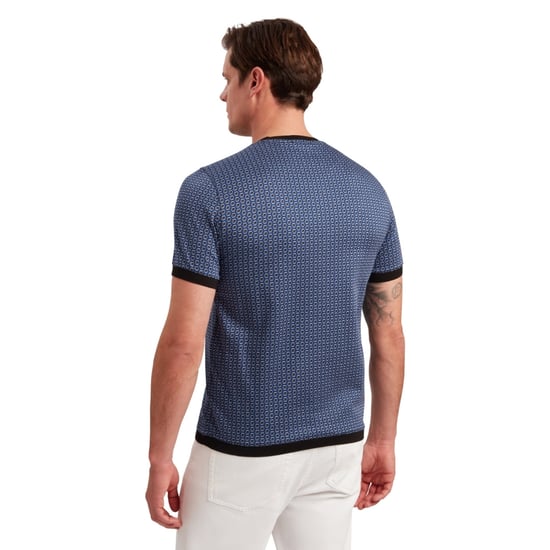 Men's Ted Baker Regular Fit Geographic Print Crew Neck T-Shirt in Dk-Blue - Image 6