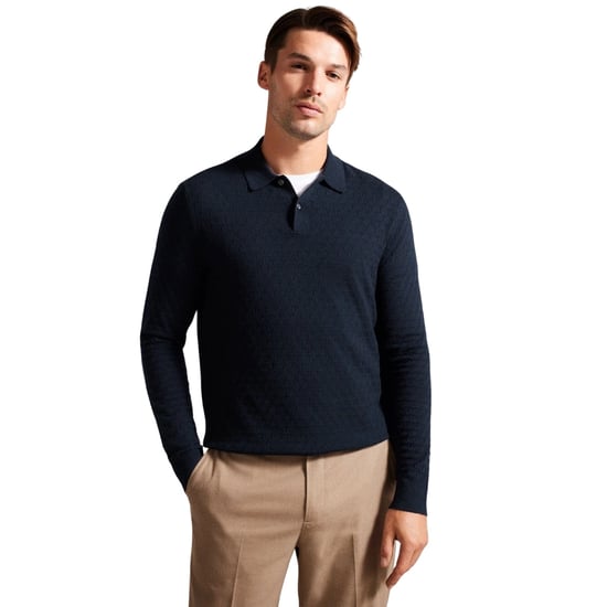 Ted Baker Morar Mens Navy Knitted Polo Shirt - Image 3
