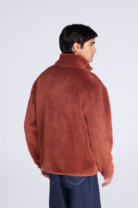 Men's Fleece Teddy Sweater with Pockets Half Zip Warm Cosy Casual Jacket - Image 4
