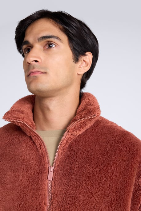 Men's Fleece Teddy Sweater with Pockets Half Zip Warm Cosy Casual Jacket - Image 5