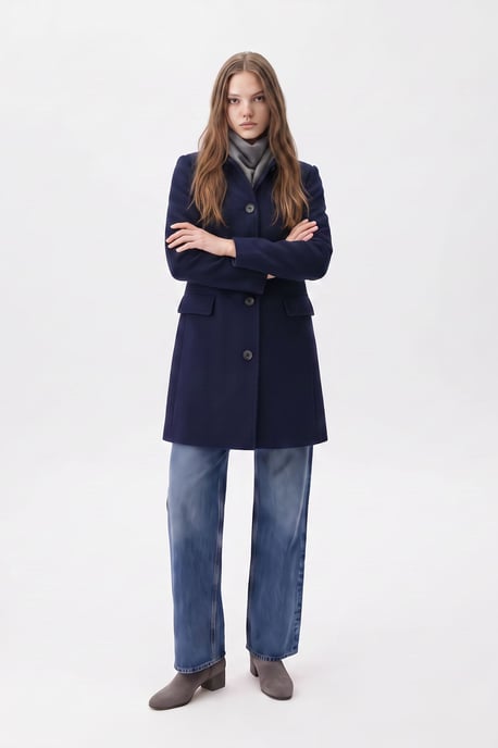 Pepper Tailored Single-Breasted Coat Navy - Image 2