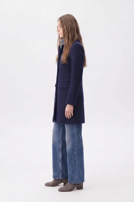 Pepper Tailored Single-Breasted Coat Navy - Image 3