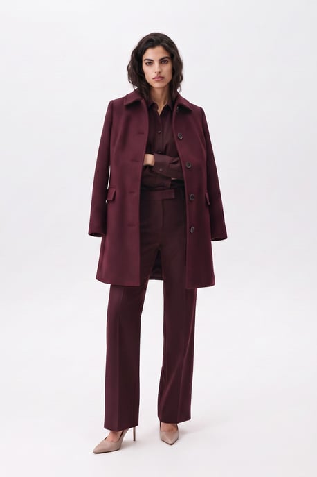Pepper Tailored Single-Breasted Coat Burgundy - Image 2