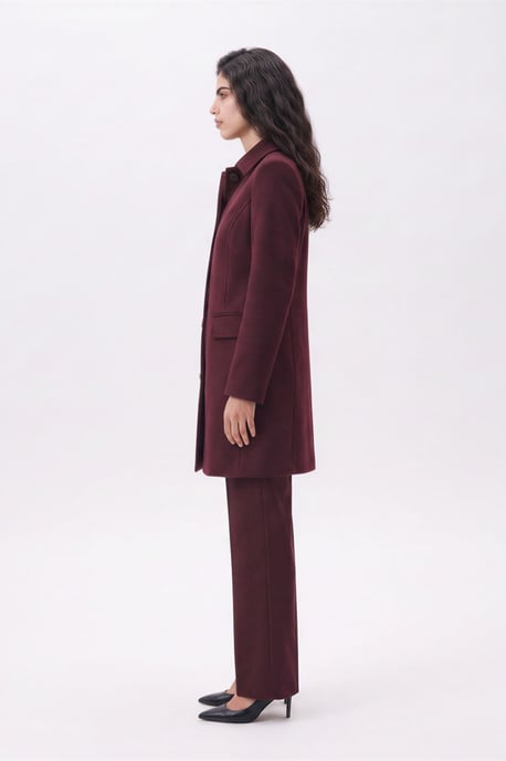 Pepper Tailored Single-Breasted Coat Burgundy - Image 3