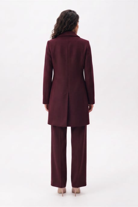 Pepper Tailored Single-Breasted Coat Burgundy - Image 4