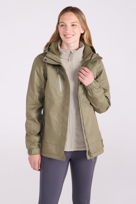 'Bracken' Women's Melange 3 in 1 Jacket Waterproof Hooded Full Zip Winter Coat - Image 2