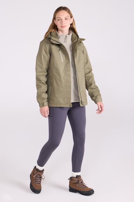 'Bracken' Women's Melange 3 in 1 Jacket Waterproof Hooded Full Zip Winter Coat - Image 4