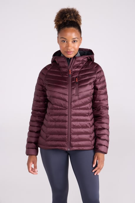 'Skyline' Women's Hydrophobic Down Jacket Water Resistant Hooded Winter Coat Burgundy - Image 4