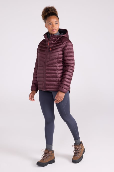 'Skyline' Women's Hydrophobic Down Jacket Water Resistant Hooded Winter Coat Burgundy - Image 5