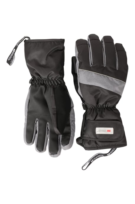 Men's Thinsulate Ski Gloves Waterproof Breathable Touch Strap Winter Mittens Grey - Image 2