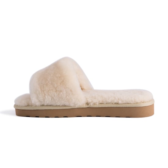 Aus Wooli Australia Womens Schapenvacht Fluff Slide Slippers Cream - Image 4