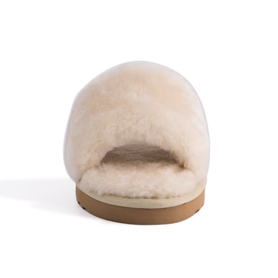 Aus Wooli Australia Womens Schapenvacht Fluff Slide Slippers Cream - Image 5