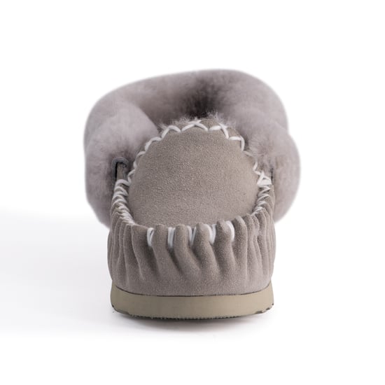 Aus Wooli "Waterloo" Australia Hand Stitched Women's Sheepskin Moccasin, Light Grey - Image 5