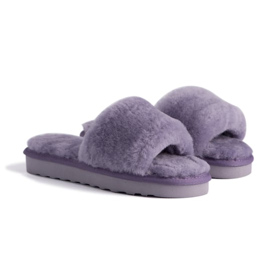 Aus Wooli Australia Womens Schapenvacht Fluff Slippers Paars - Image 6
