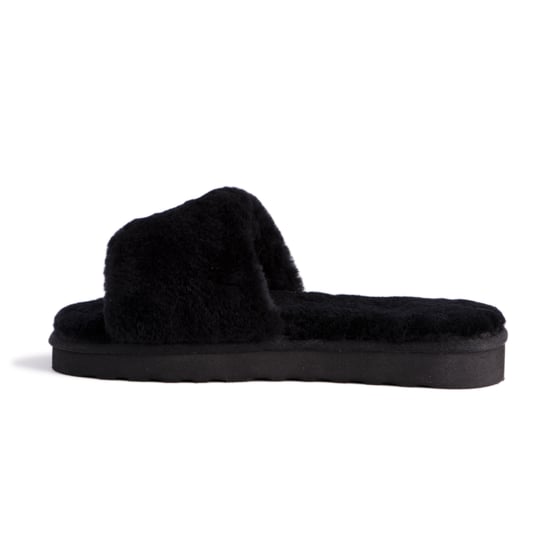 Aus Wooli Australia Womens Schapenvacht Fluff Slippers Zwart - Image 4