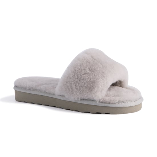 Aus Wooli Australia Womens Schapenvacht Fluff Slide Slippers Grijs - Image 1
