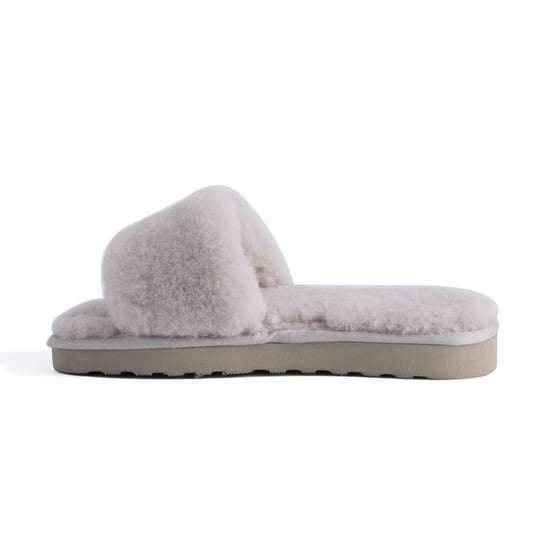 Aus Wooli Australia Womens Schapenvacht Fluff Slide Slippers Grijs - Image 4