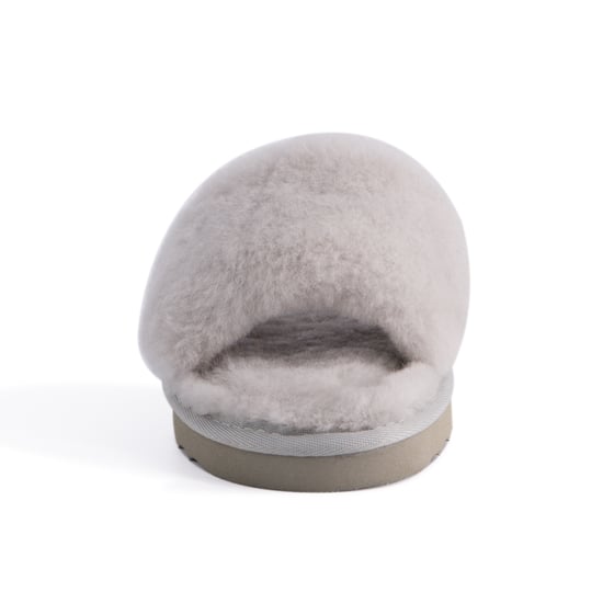 Aus Wooli Australia Womens Schapenvacht Fluff Slide Slippers Grijs - Image 5