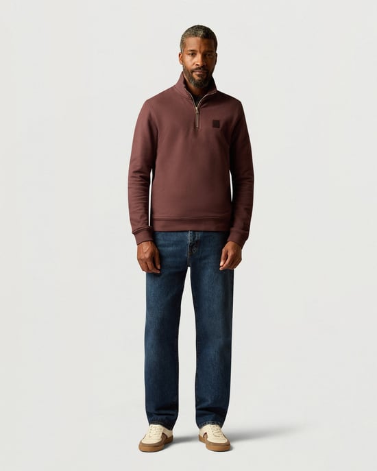 Long Sleeve Logo Detail Sweatshirt in Wine - Image 3