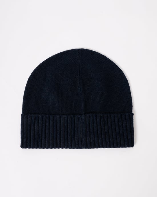 Akaio R Logo Detail Beanie in Navy - Image 3