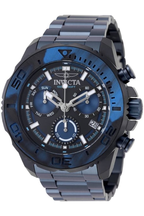 Invicta Carbon Hawk 51079 Herenhorloge - Quartz Uurwerk - Roestvrij Staal met Blauwe Wijzerplaat - 48 mm - Image 1