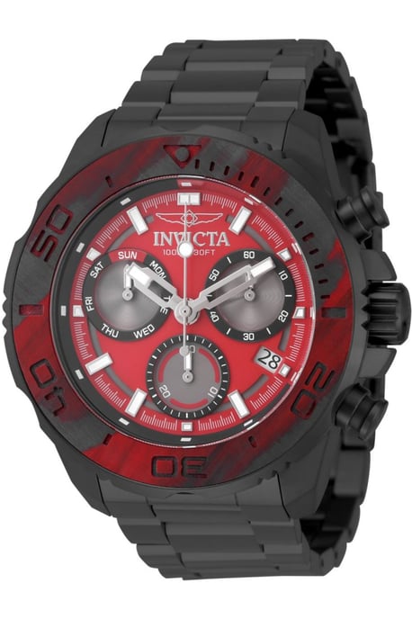 Invicta Carbon Hawk 51081 Men's Watch - Quartz Movement - Stainless Steel with Red Dial - 48.00 mm - Image 1