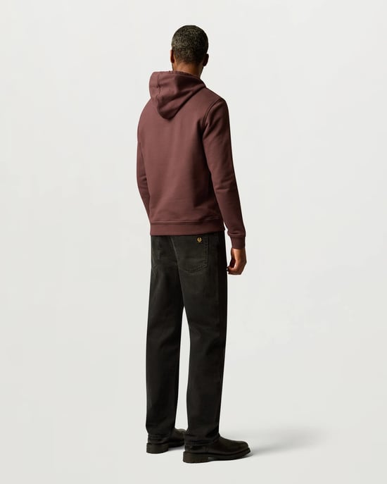 Long Sleeve Logo Detail Hoodie in Wine - Image 2