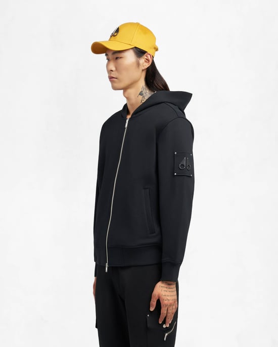 Regular Fit Long Sleeve Logo Detail Hoodie in Black - Image 2