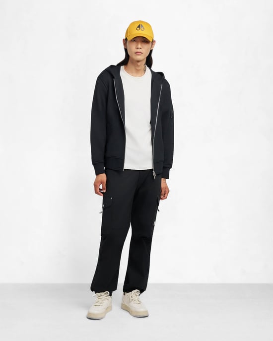 Regular Fit Long Sleeve Logo Detail Hoodie in Black - Image 4