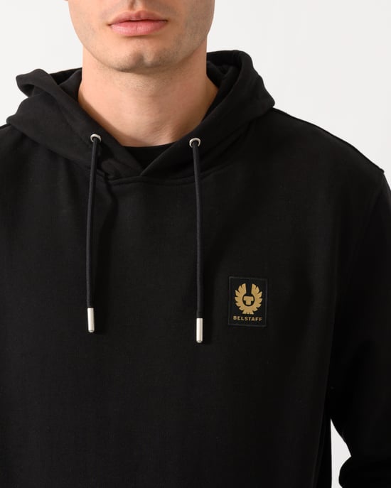Long Sleeve Logo Detail Hoodie in Black - Image 3